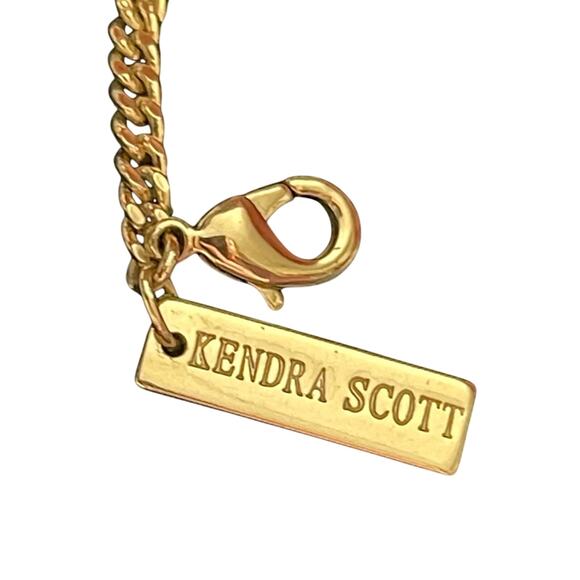 Vintage Kendra Scott Green Marisol Necklace Gold Plated Bib Statement Retired - Picture 3 of 12